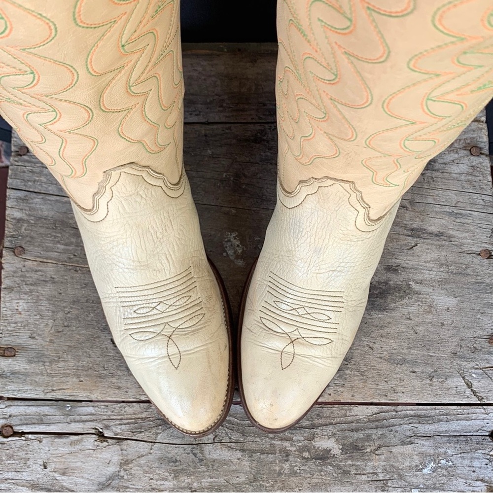 FRYE Vintage Rare Tall Knee High Stitching Cowgirl Cowboy Western Boots Size 9 - Picture 9 of 13